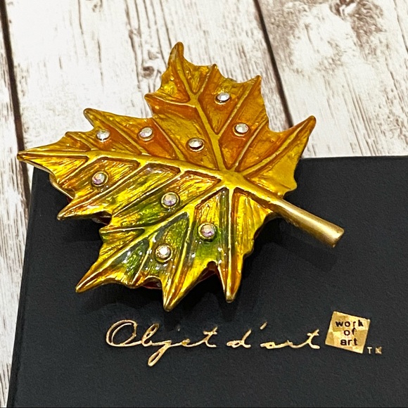 Retired Objet d’Art Autum Fall Maple Leaf Trinket - Picture 3 of 12